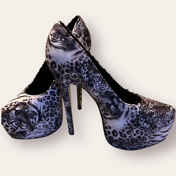 ALBA SAFARI Women Size 10 Tigers Tall Heel Platform Shoes Stilettos Dancer Club - Picture 7 of 12